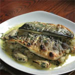 grilled sea bass with crab and potato salad - recipe issue 7