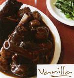Braised red wine lamb shanks with dumplings
